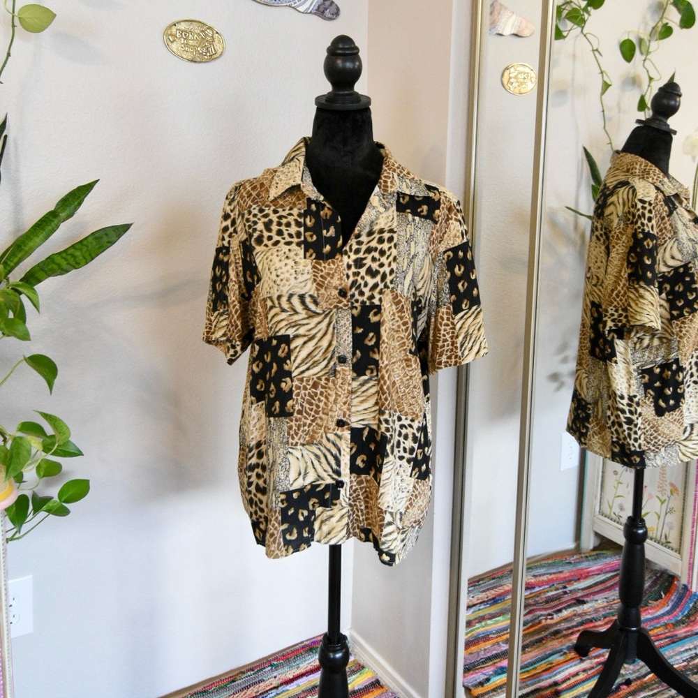Animal Print Short Sleeve vintage Shirt